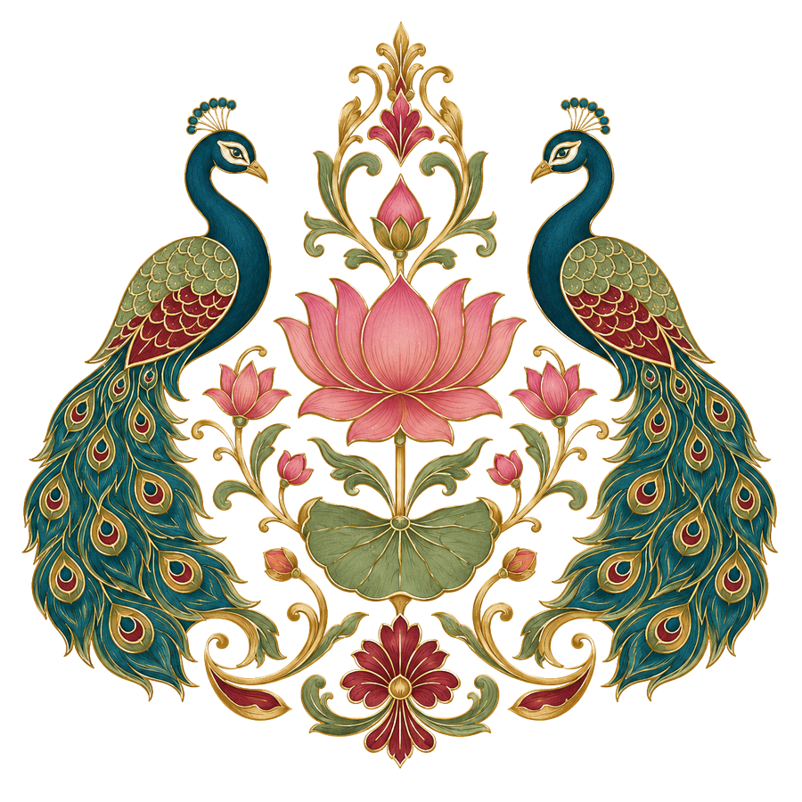 Peacock and lotus