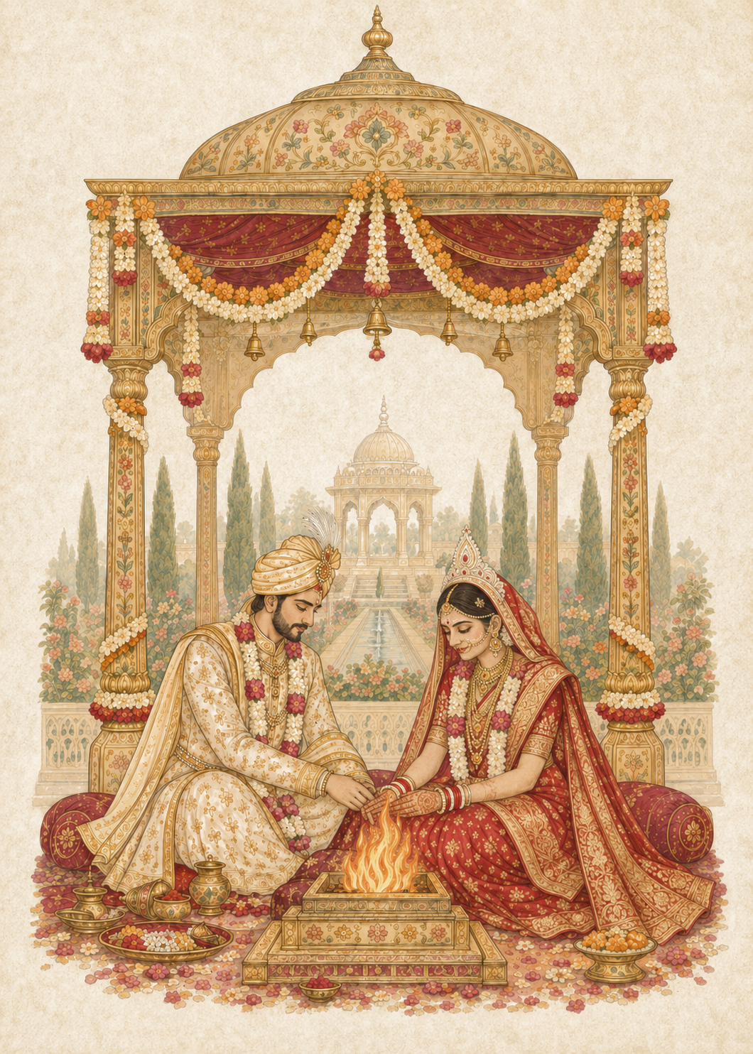 Vedic wedding ceremony under the mandap